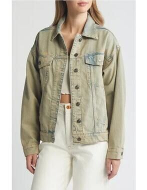 MNG Mango Women's Maya Oversized Denim Trucker Jacket Size Large NWT Roomy